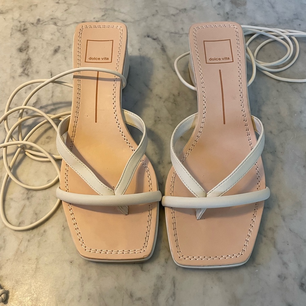 Dolce Vita white wrap tie sandal heels